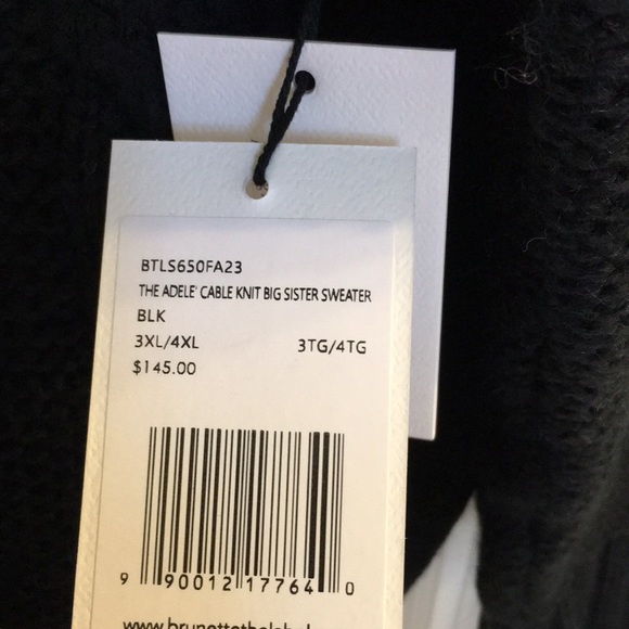 NWT 3XL/4XL BRUNETTE THE LABEL Big Sister Adele Cableknit Sweater Dress, Black - Picture 11 of 16